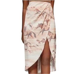 Urban Outfitters Wild Horses Wrap Midi Skirt Split High Waisted Brown XS NWT